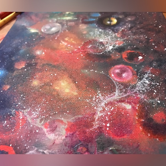 ⭕️ SOLD Octopus space art original painting ocean pop surrealism artwork - Picture 4 of 6